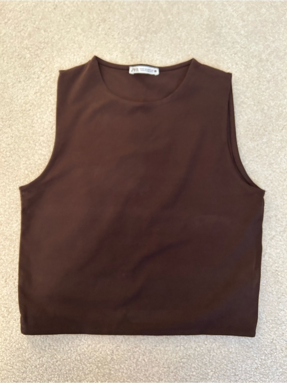 Zara Chocolate Brown Crewneck Tank Top